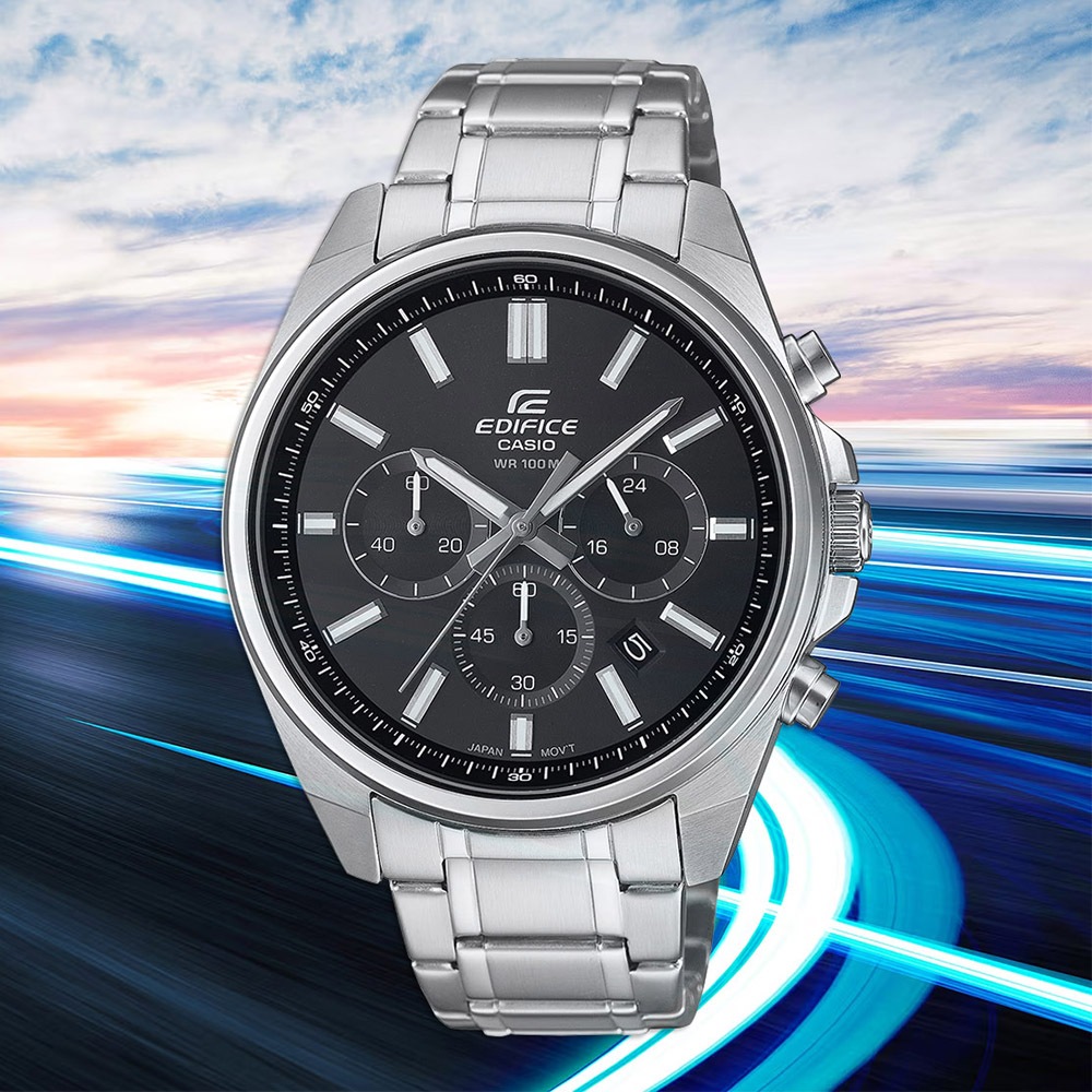 CASIO 卡西歐 EDIFICE 經典運動三眼計時手錶 EFV-650D-1A, , large
