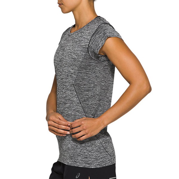 Asics Top 女 短袖 涼感 無縫 運動 訓練 慢跑 反光 柔軟 舒適 灰 [2012A786-001], , large