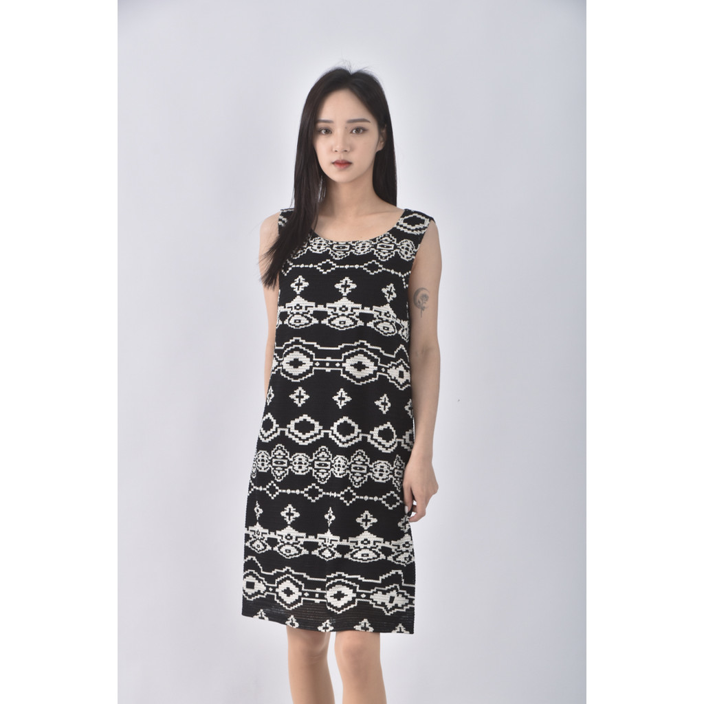 (M) net圓領黑色洋裝二手衣