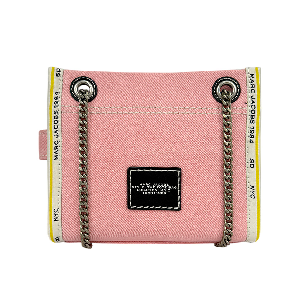 MARC JACOBS 棉質牛仔布鏈帶肩背/斜背托特包/蝴蝶結粉, , large