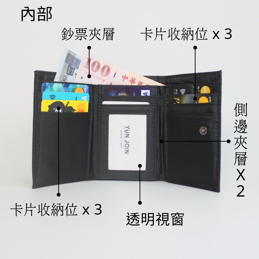 【YUNJOIN】WOVEN 日系織面蓋頭拉鍊短夾 中夾 零錢包 後側設計 質感 錢包 學生錢包 開學, , large