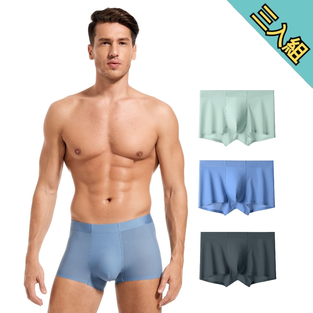 【A&R】三入組 抗菌磨砂冰絲涼感超薄四角男內褲 L-2XL, , large
