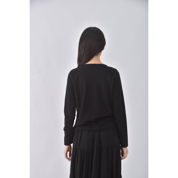 (S) jenny eyelet韓牌質感黑色長袖上衣二手衣, , large