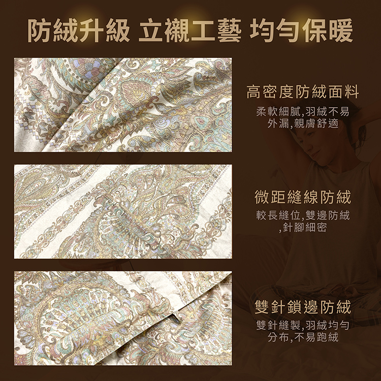 【多利寶寢具】FITNESS_皇爵頂級日本印花雙人羽絨被98%(金色), , large