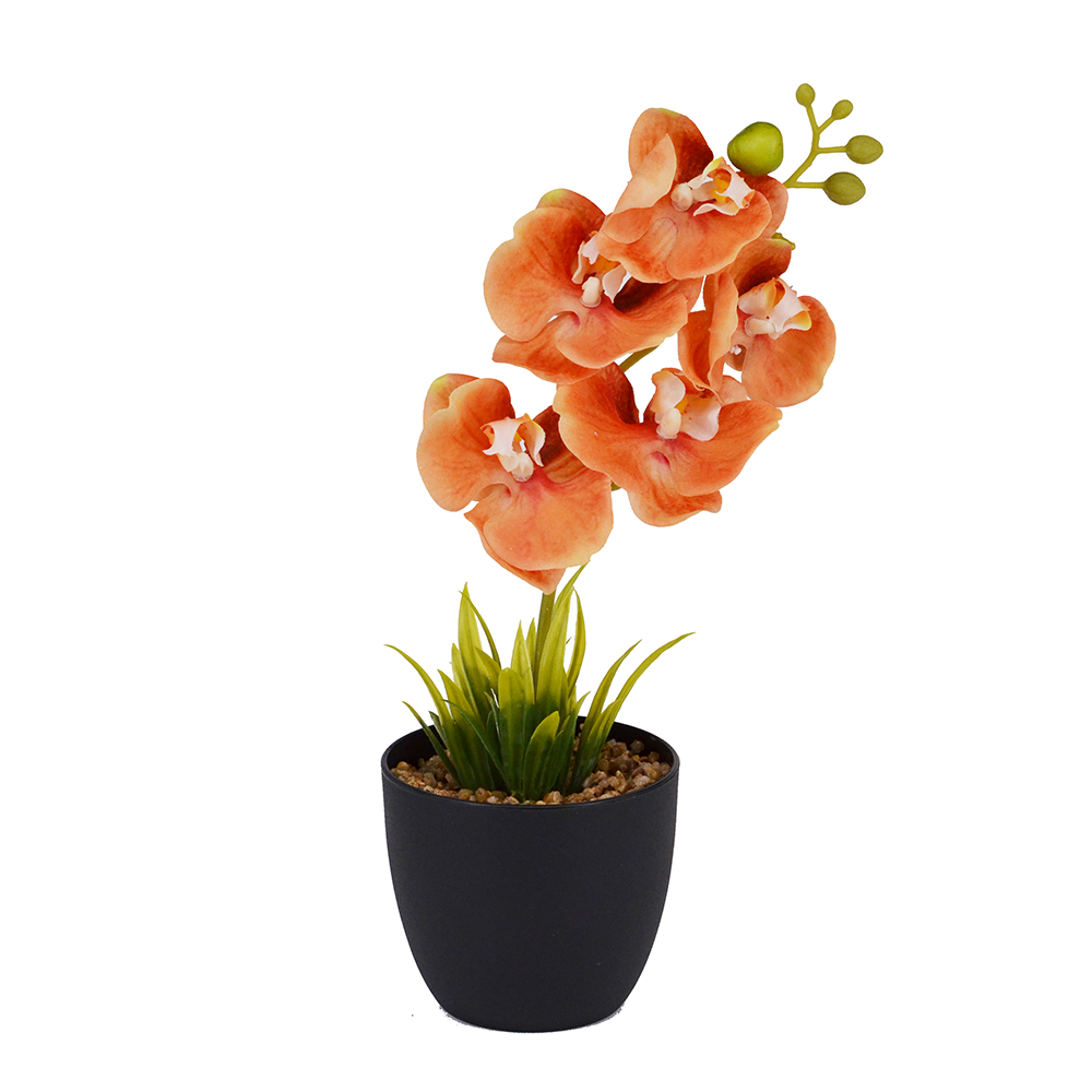 ARTIFICIAL PLANT W/BLACK POT-ORANGE