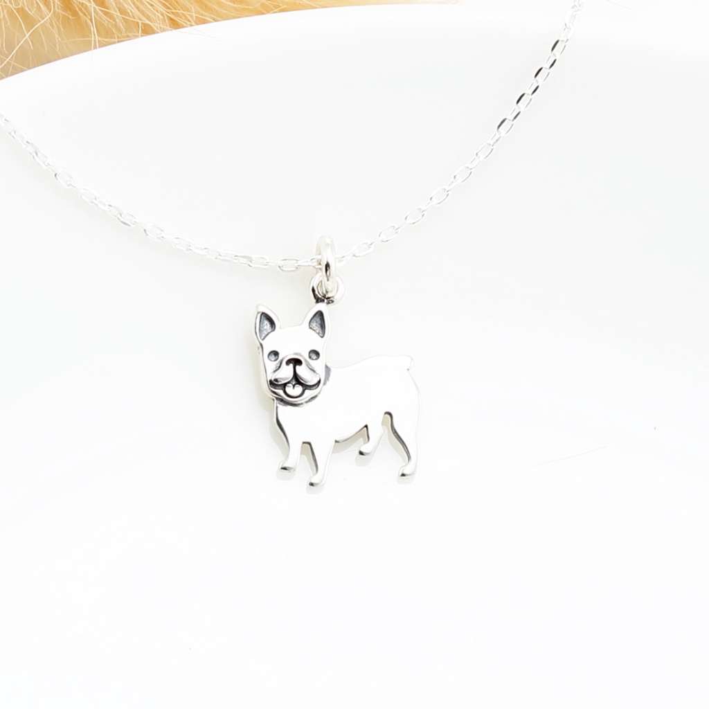 【Angel & Me】法鬥 法國鬥牛犬 狗 s925 純銀 項鍊 情人節 送禮, , large