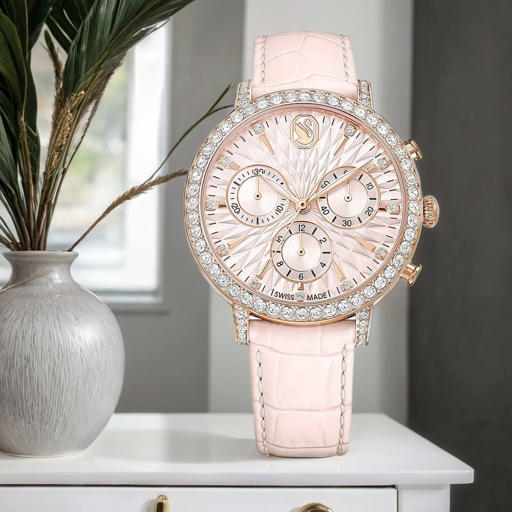 SWAROVSKI 施華洛世奇 Matrix Tennis Chrono水晶三眼計時手錶 女錶-36mm 5698300, , large