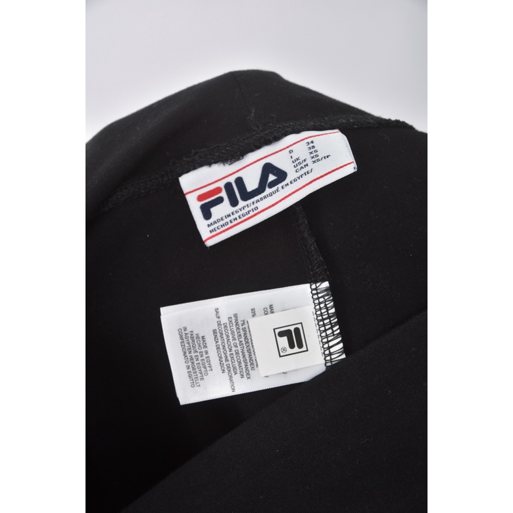 (S) fila高腰質感棉質黑色長褲二手衣, , large