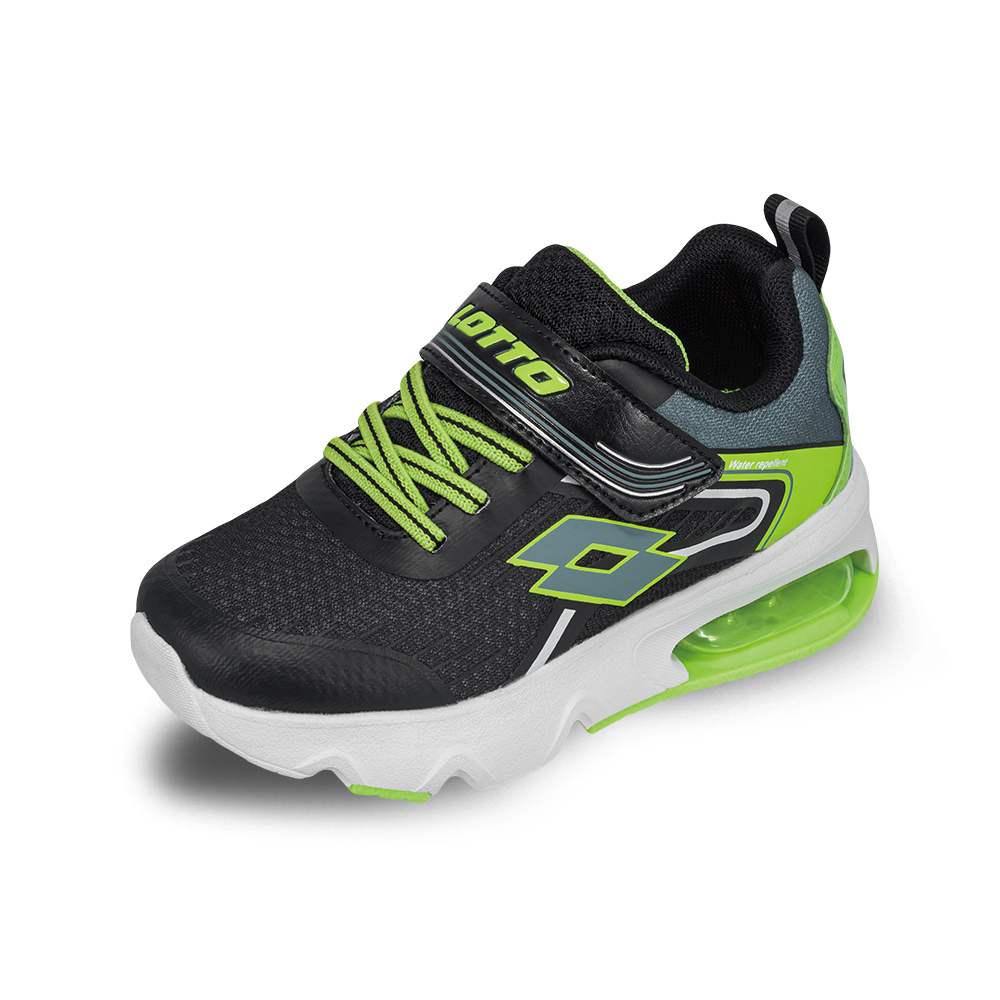 LOTTO童氣墊跑鞋-黑綠23