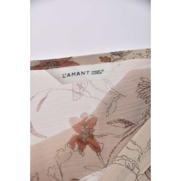 (L) lamant韓牌碎花透紗粉色長袖上衣二手衣, , large