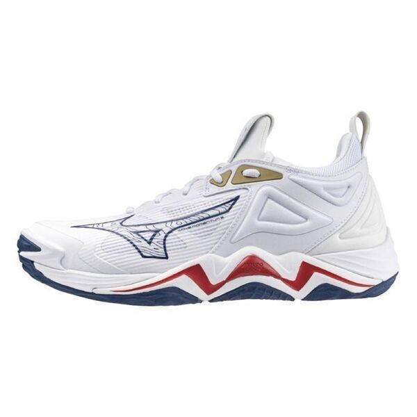 Mizuno Wave Momentum 3 男 排球鞋 運動 訓練 耐磨 包覆 白 深藍 [V1GB241346], , large