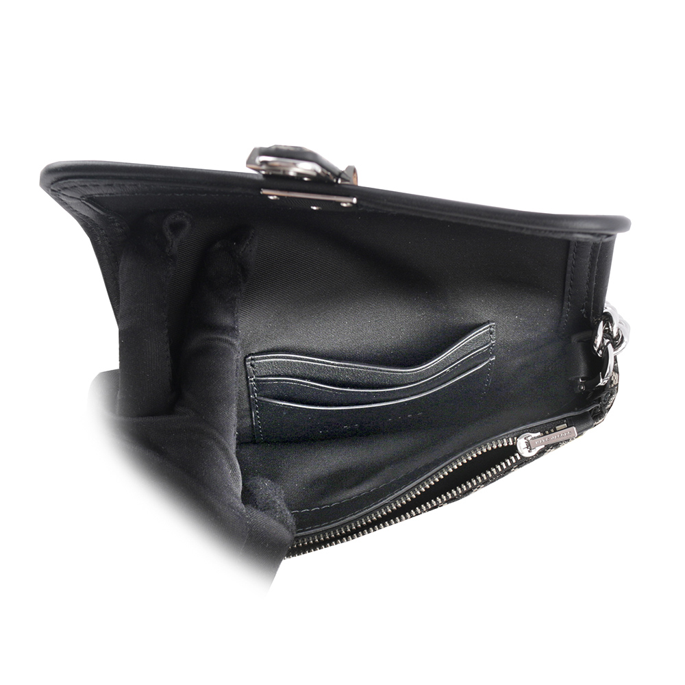 MARC JACOBS THE MONOGRAM J MARC 滿版標誌翻蓋迷你二用包/黑色/深米色, , large