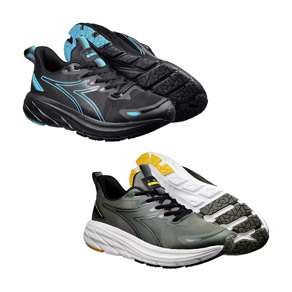 DIADORA迪亞多那 專業避震慢跑鞋 男運動鞋 男鞋 寬楦 透氣 散熱 厚底 吸震 回彈 足弓支撐 止滑 黑藍 綠, , large