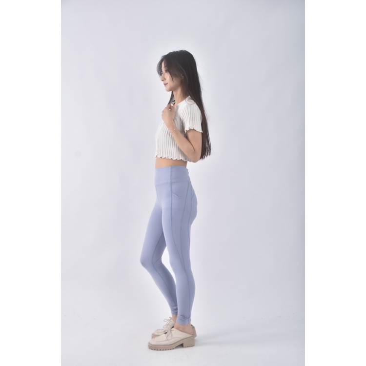 (M) lululemon高腰運動瑜珈藍色長褲二手衣, , large