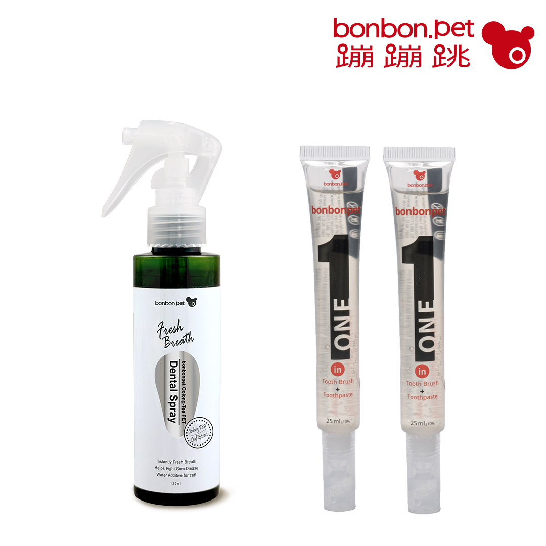 Little Oolong Dental Spray 150ml + 2-in-1 Toothpaste Brush 25g x2 Set, , large