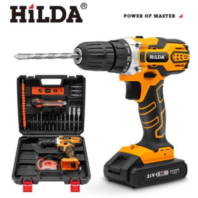 【HILDA】希爾達電動工具 21V 充電式 鋰電電鑽/起子機 標準配備 20件套裝組 HL21-2S, , large