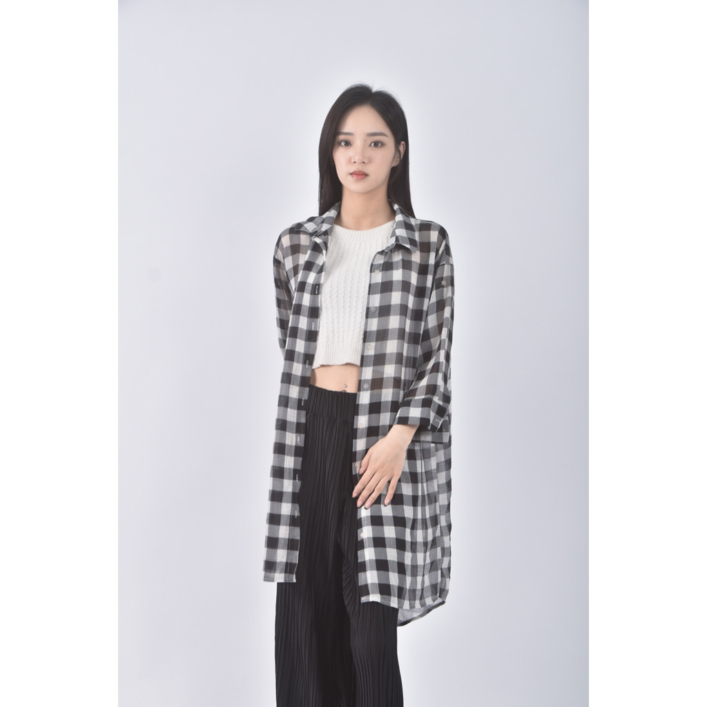 (L) ob style質感格紋灰色外套二手衣, , large