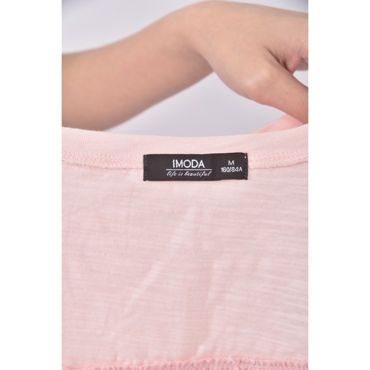 (S) ob style質感棉質露肩粉色短袖上衣二手衣, , large