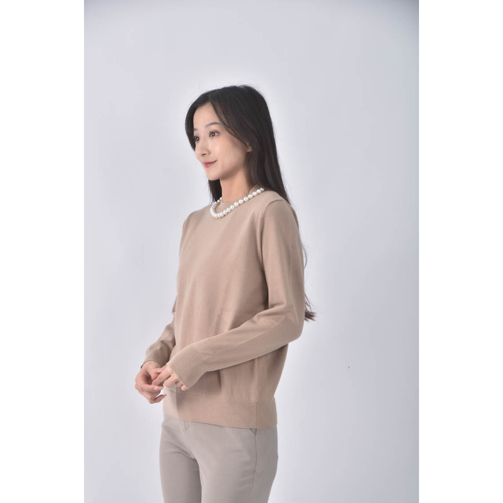 (S) jusglitty珠珠杏色長袖上衣二手衣, , large