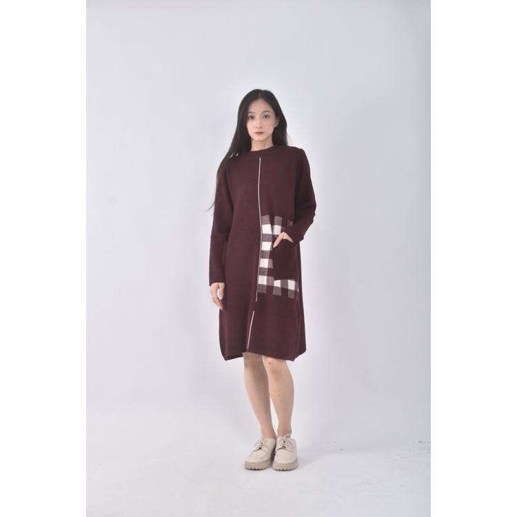 (L) 格紋紅色洋裝二手衣