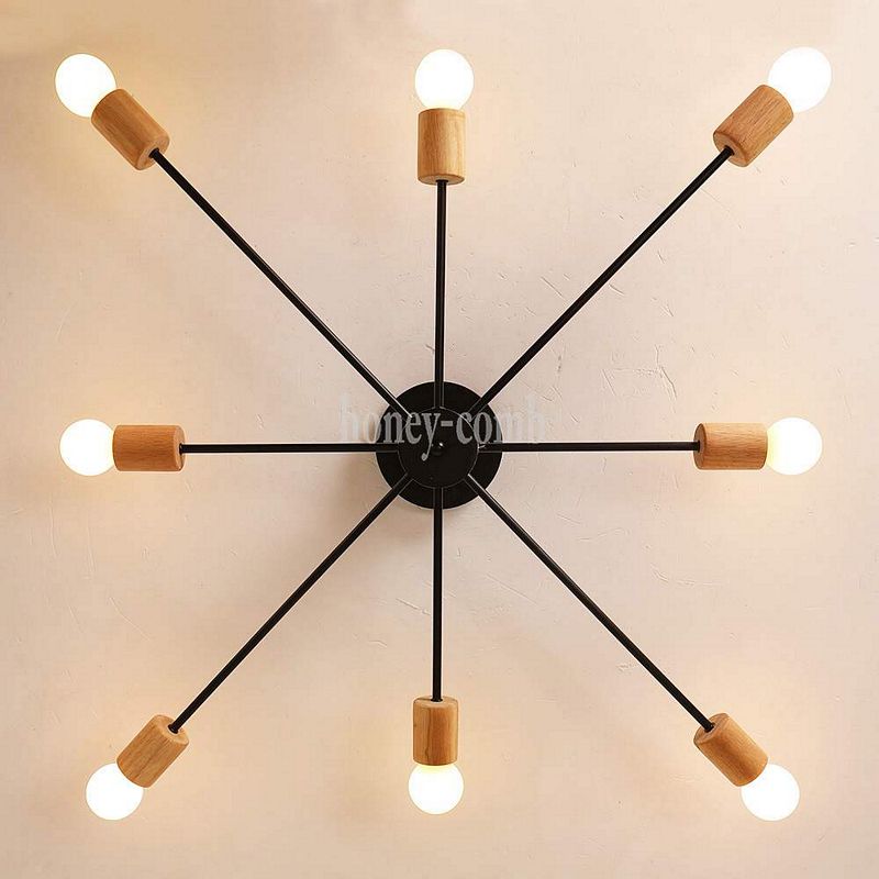 [Honey Comb]北歐工業風半吸頂八燈 黑色(KC2370), , large