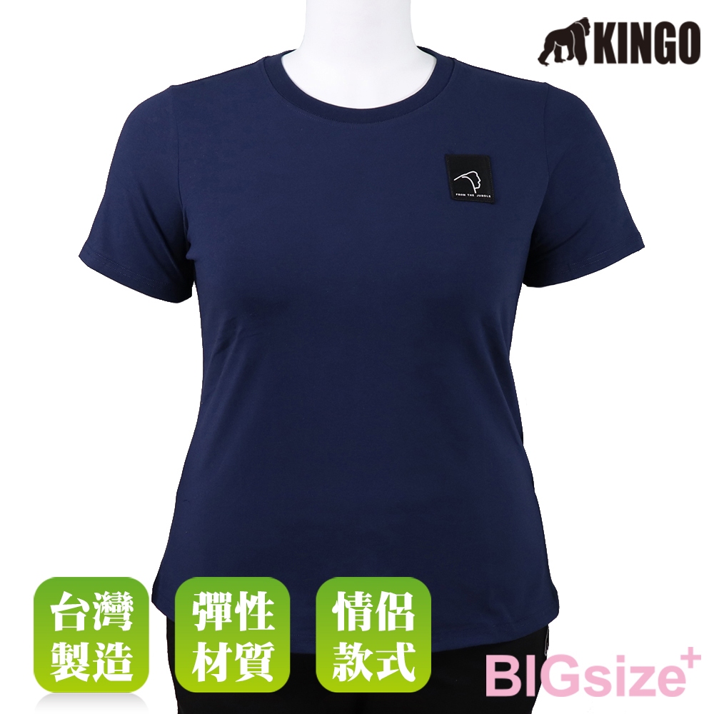 KINGO-大尺碼-女款 圓領T恤-丈青-414131, , large