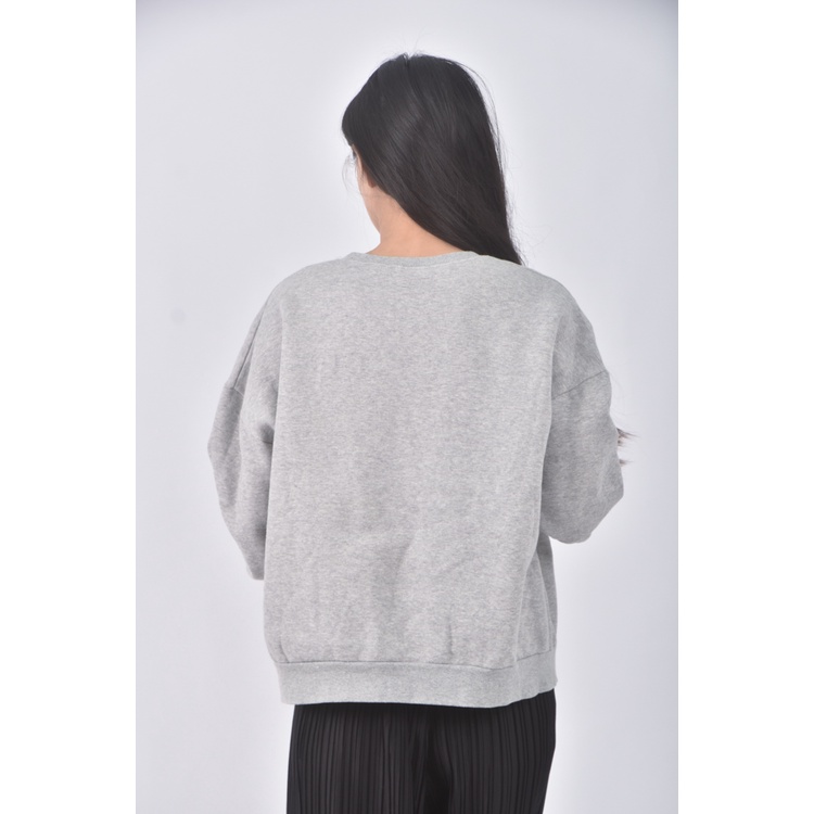 (F) 質感印花灰色長袖上衣二手衣, , large