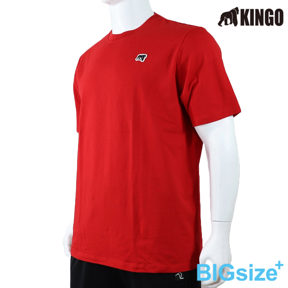 KINGO-大尺碼-男款 圓領T恤-大紅-513113, , large