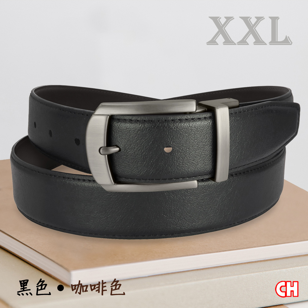 【CH-BELT 銓丞皮帶】加大腰加長XXL 針扣夾座 男休閒皮帶腰帶(黑/咖XXL), , large