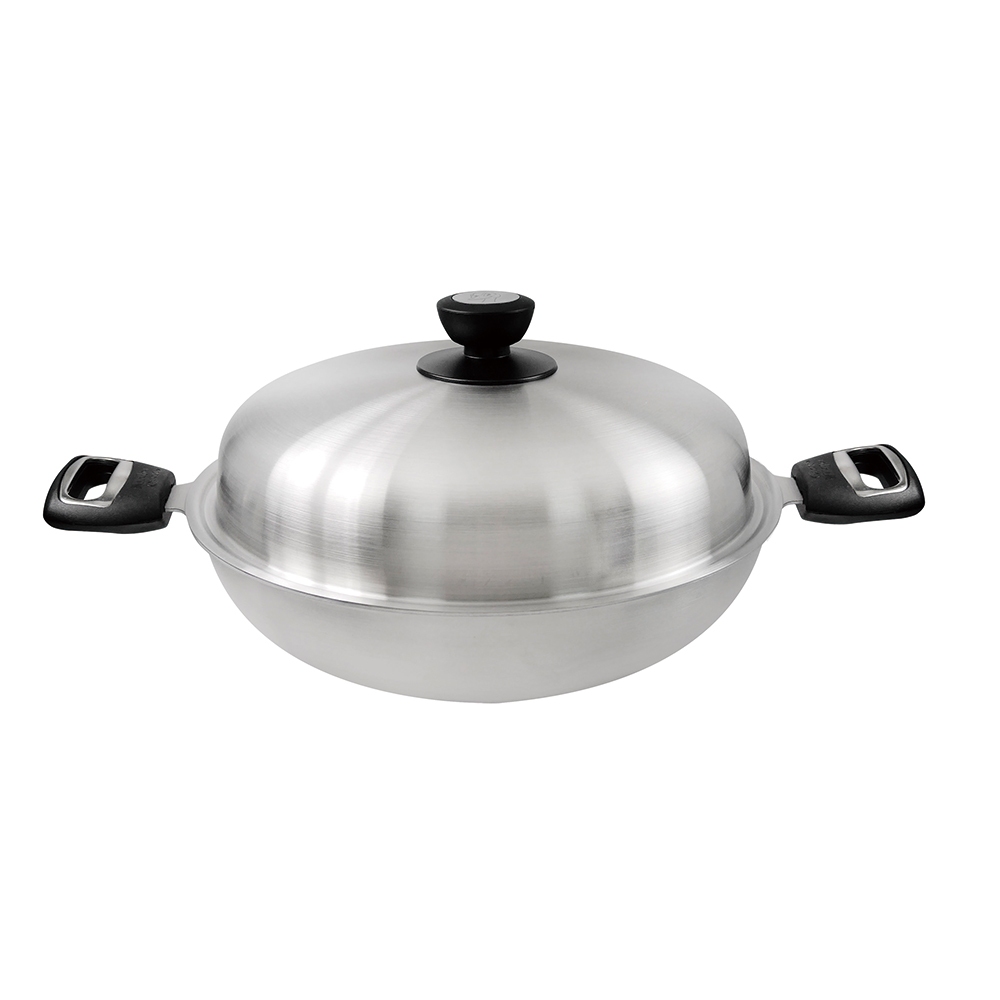 【美國MotherGoose鵝媽媽】醫療級316不鏽鋼 利歐IH導磁七層複合金炒鍋40cm+紅黑矽膠鏟+贈316調理鍋+食物夾, , large