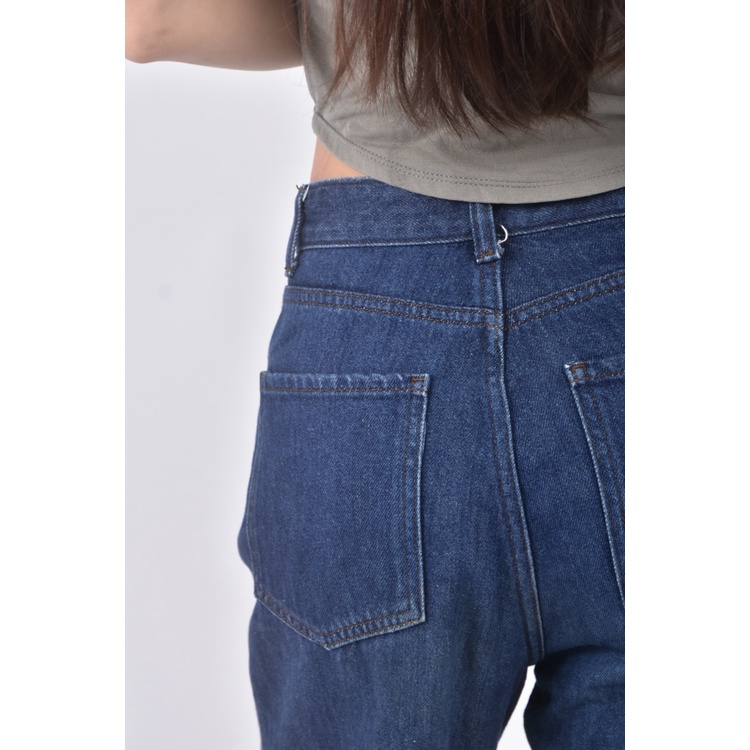 (L) net高腰丹寧牛仔質感藍色長褲二手衣, , large