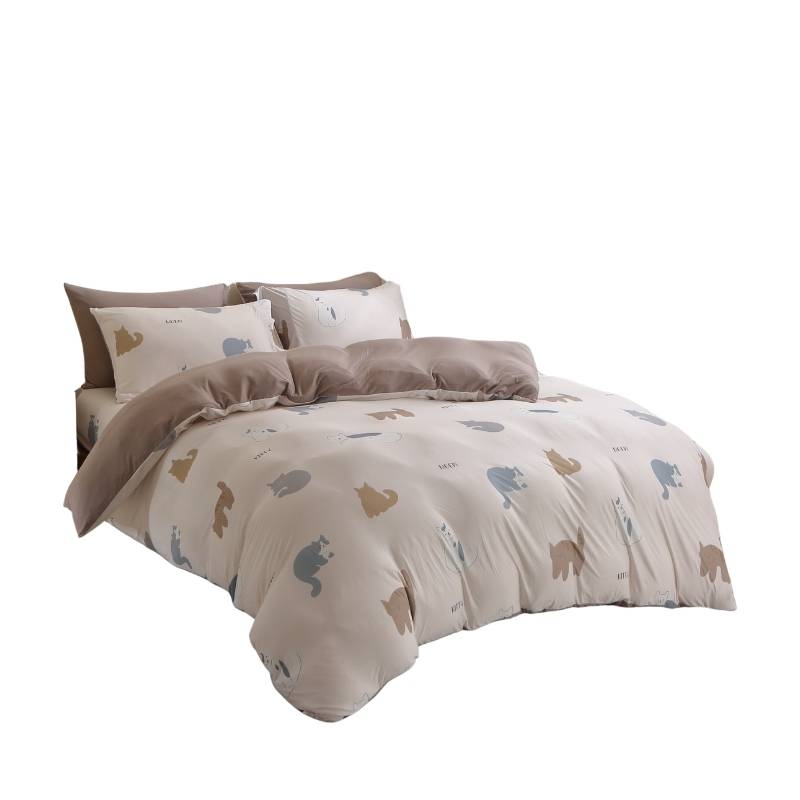 韓版Biome防護加大床包組-懶散貓