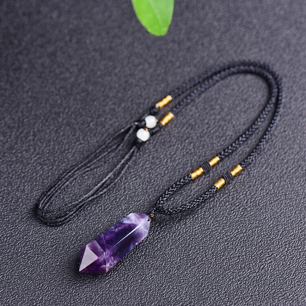 Good Luck Charm [Natural Amethyst Pendant] &ndash; Attract Helpful People, Enhance Wisdom, Energy Stone, Raw Crystal, Mineral, , large