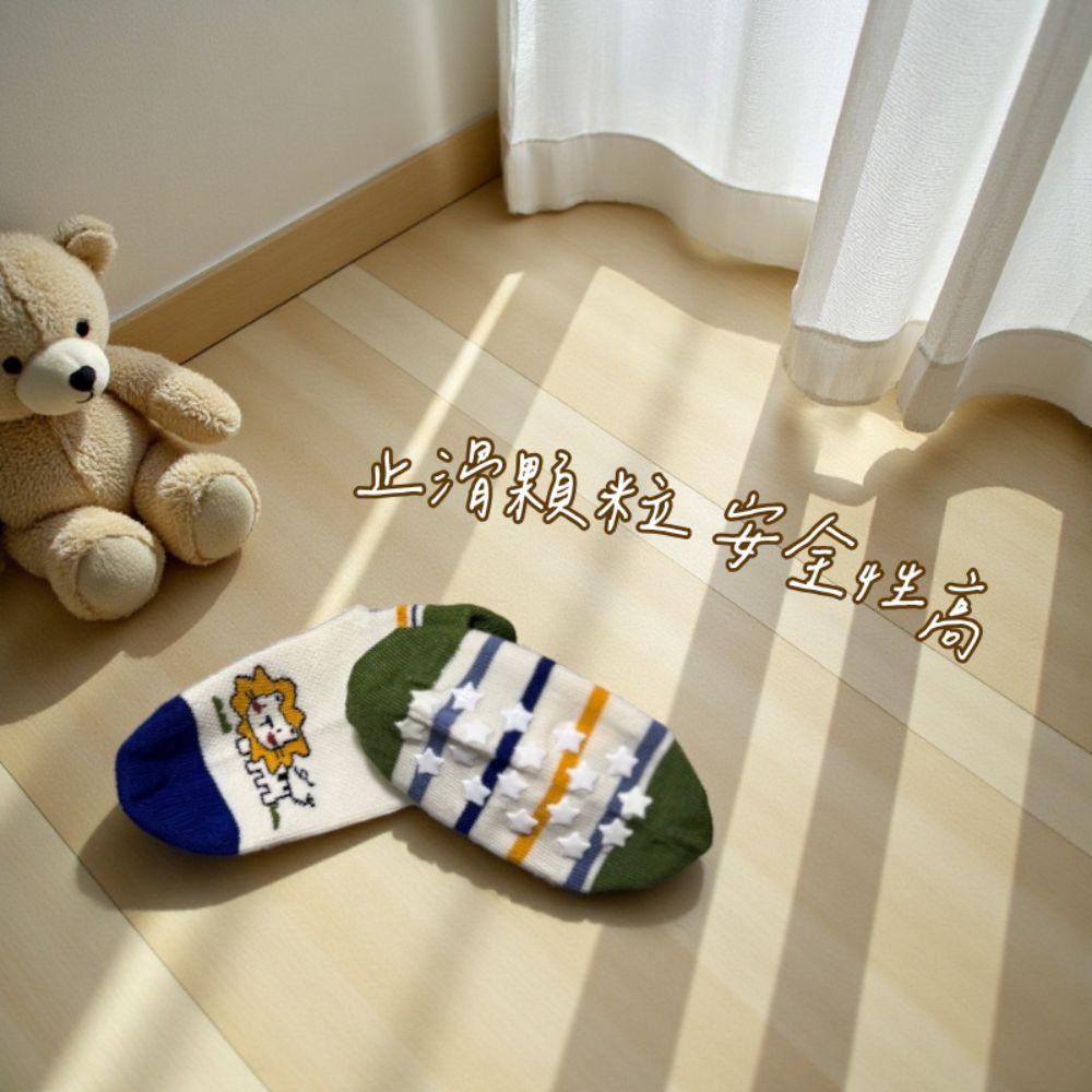 [Kaimi Cotton] 10-Pair Set &ndash; Random Colors &ndash; Pure Cotton Anti-Slip Kids Socks &ndash; Pastel Daily Design for Boys & Girls (13&ndash;16 cm), , large