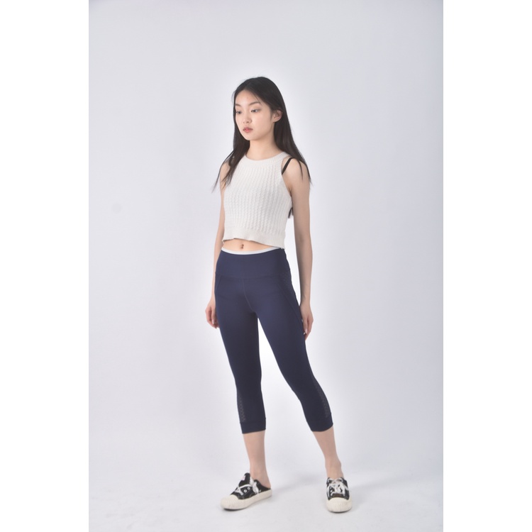 (S) adidas高腰運動質感瑜珈藍色長褲二手衣, , large