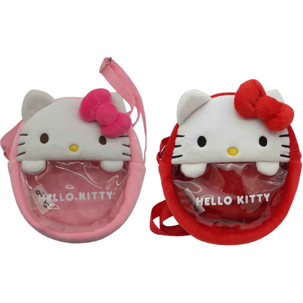 Hello Kitty 絨毛圓型透明斜背包, , large