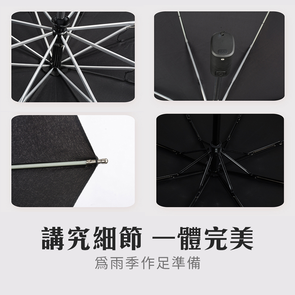 『保固三個月』全自動 電動傘 一鍵開傘一鍵收傘 8骨鋁合金玻璃纖維 高密度300D加厚記憶布 USB充電 晴雨傘 陽傘, , large