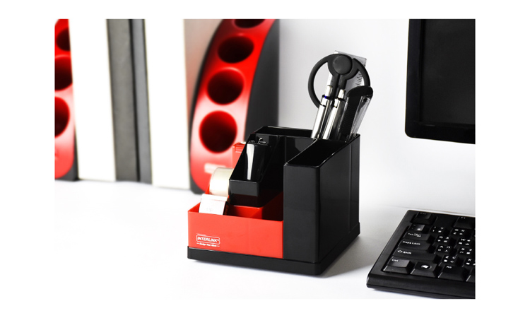 【O-Life】 Rotating Tape Stand Storage Box - Black and White, , large