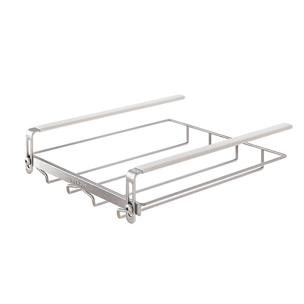 Nail-free 304 stainless steel wine glass hanger hanging cup rack, , large