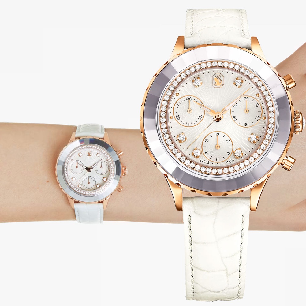 SWAROVSKI 施華洛世奇 Octea Chrono 520情人禮 水晶計時手錶 女錶-37mm 5671150, , large