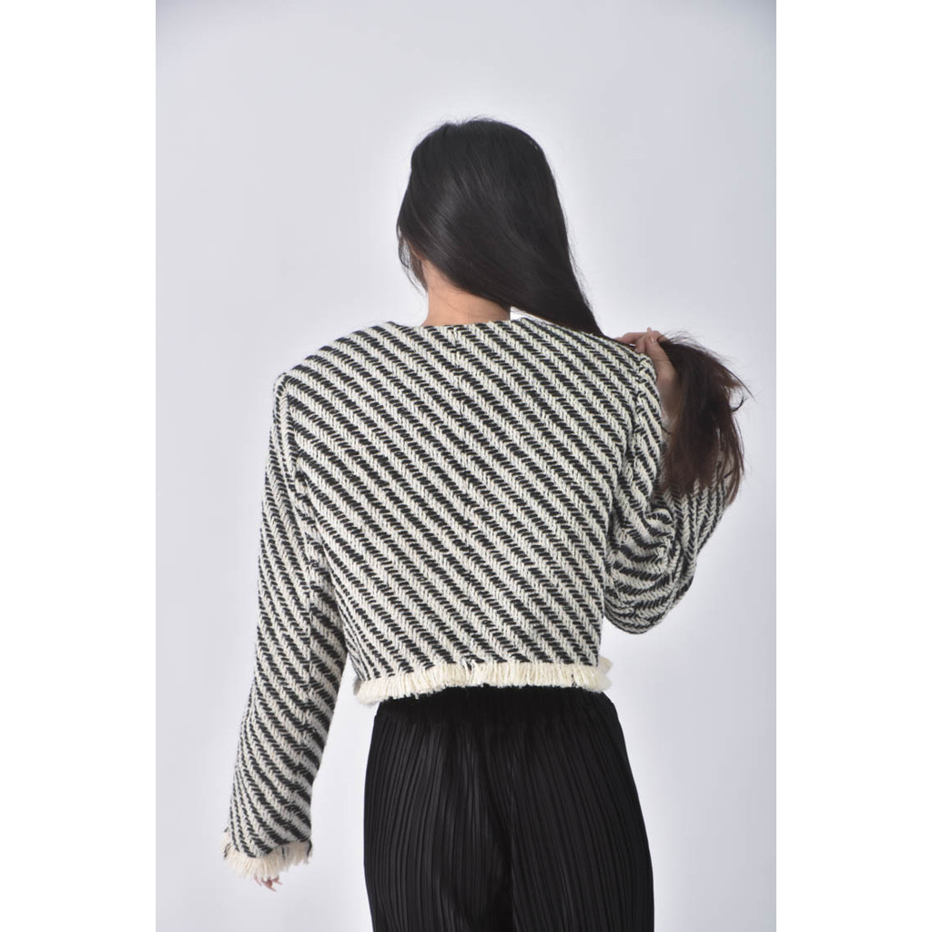 (L) mydress質感羊毛撞色黑色外套二手衣, , large