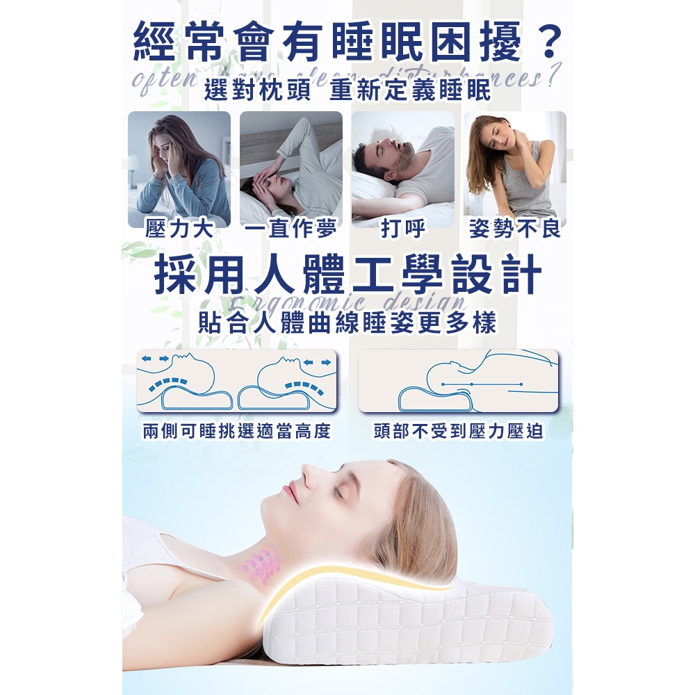 臺灣現貨（隔日出貨）精品舒適表布人體工學慢回彈記憶枕 枕頭 記憶枕 舒眠枕 側睡枕 回彈枕, , large