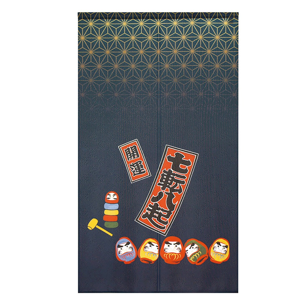 日本製【コスモ】長門簾《達摩七福神》幸運藍, , large