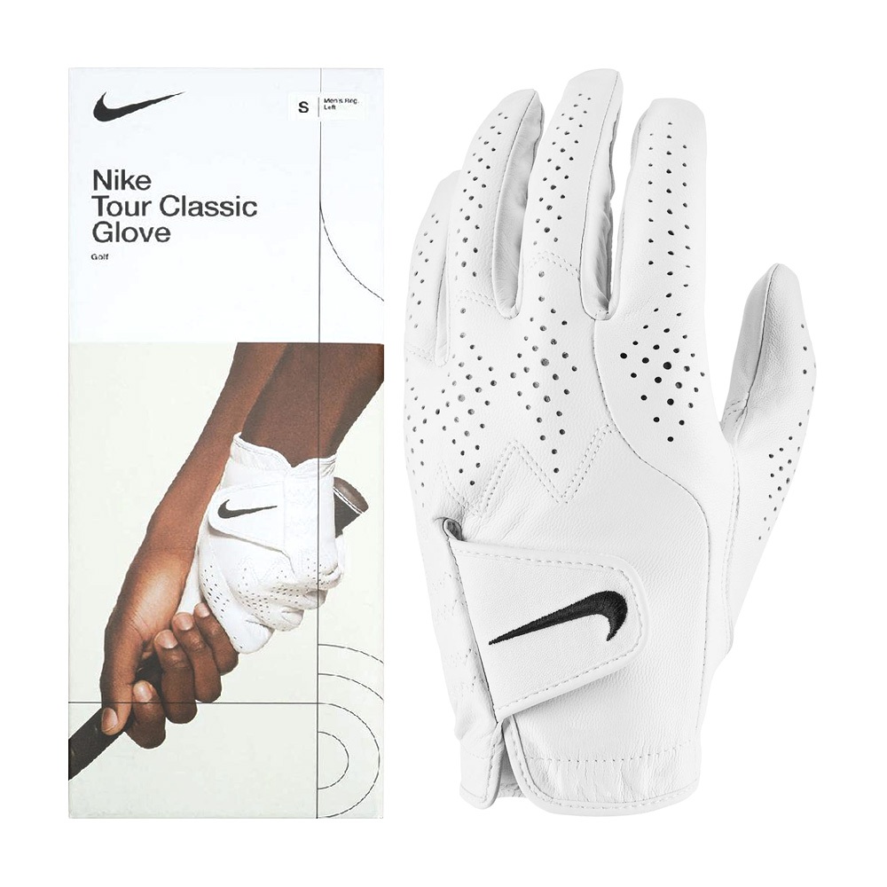NIKE TOUR CLASSIC IV GG REG 男子高爾夫手套(左手) 單入裝 耐用 彈力 柔軟 透氣 舒適 白