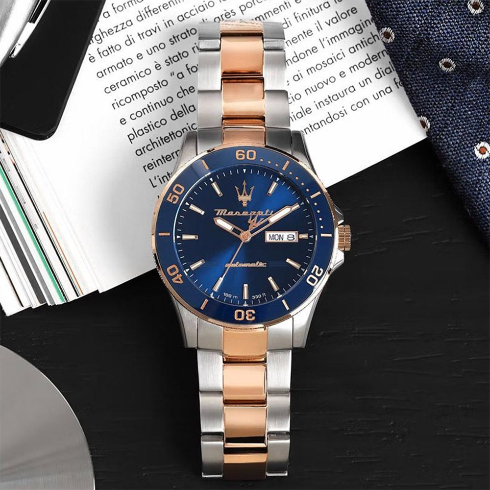 MASERATI 瑪莎拉蒂 Competizione賽道競馳系列機械手錶 玫瑰金x銀色-43mm R8823100001, , large