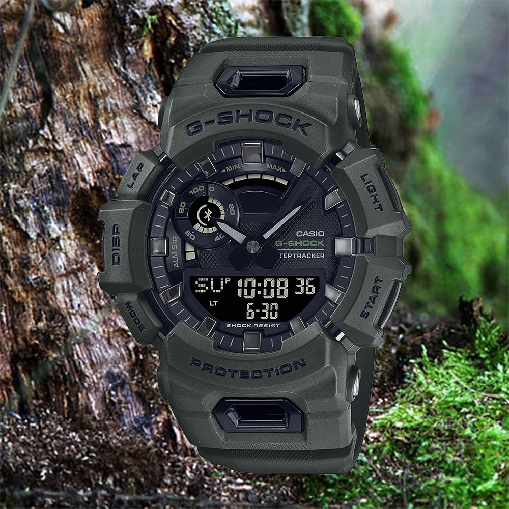 CASIO 卡西歐 G-SHOCK 運動生活藍芽多功能手錶-墨綠 GBA-900UU-3A, , large