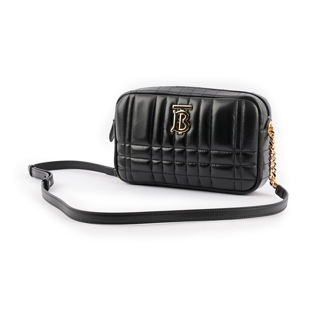 BURBERRY Lola 縫線小羊皮小款相機包/黑色, , large