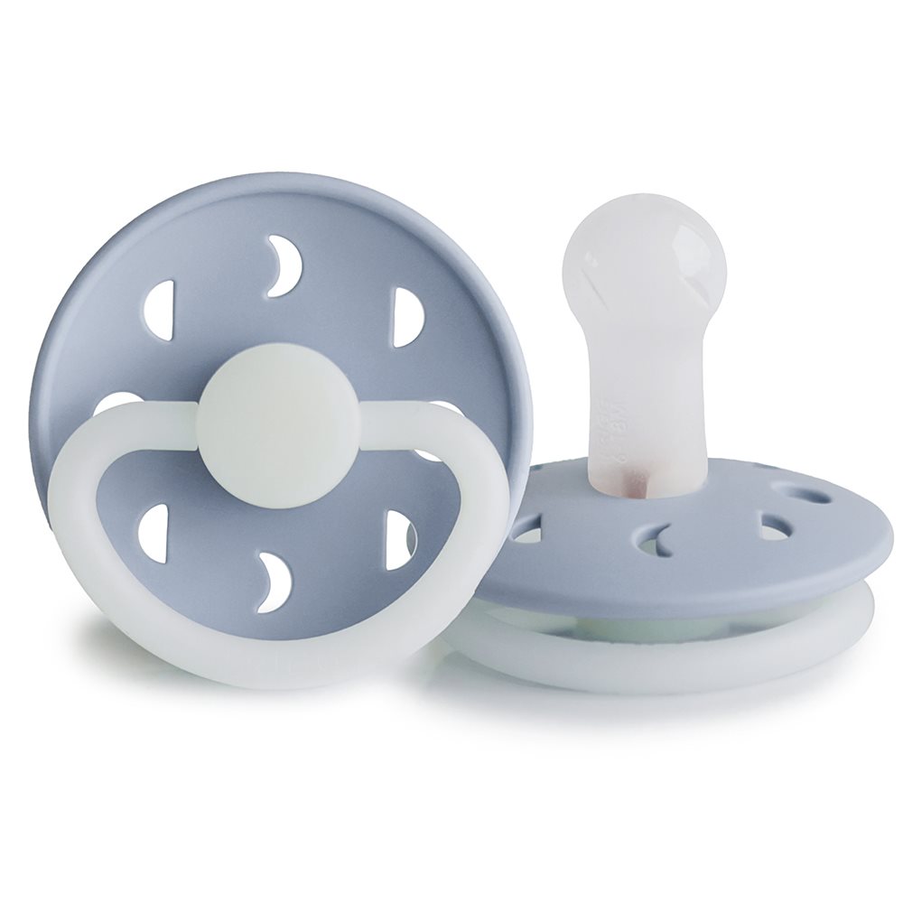FRIGG Moon Phase - Round Silicone Pacifier - Powder Blue Night - Size 2, , large