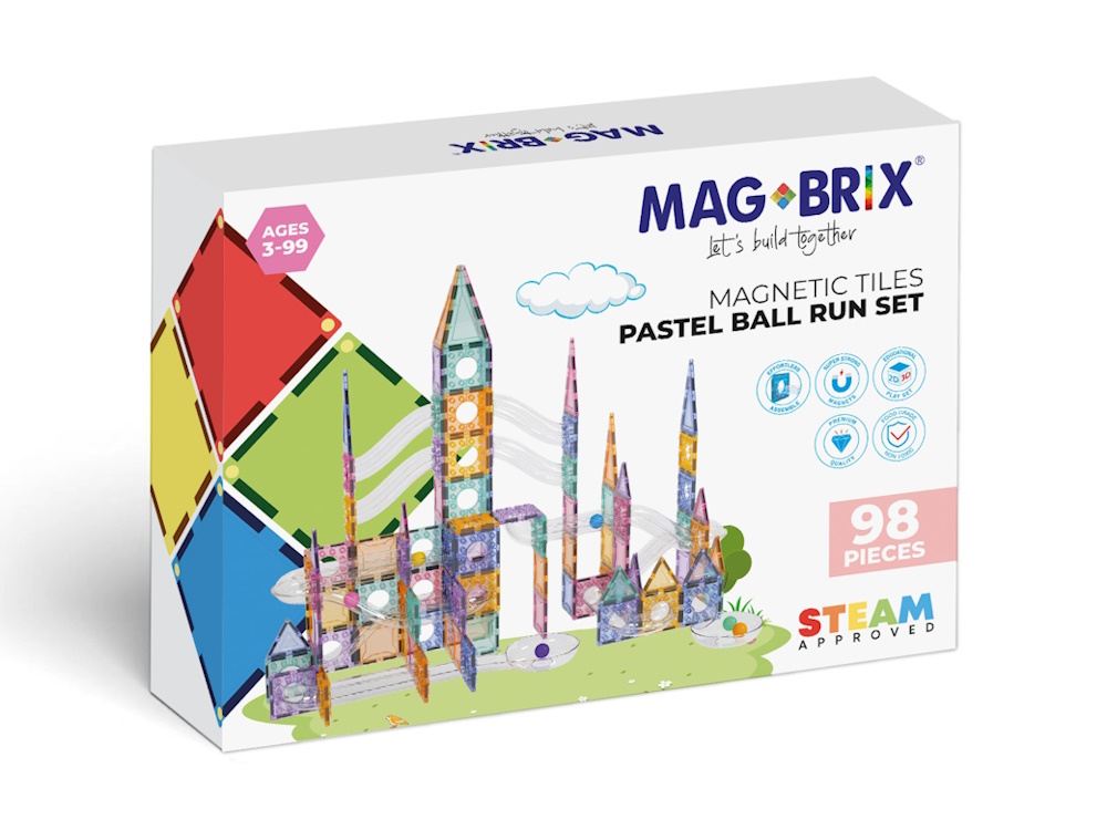 [好研所]MAGBLOX® －MAGBRIX® 積木球道組 - 粉彩 (98 pcs), , large