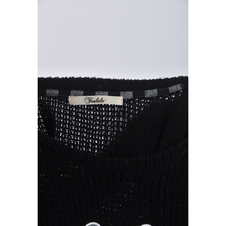 (M) 【房業涵私服】lalala英文刺繡黑色毛衣二手衣, , large